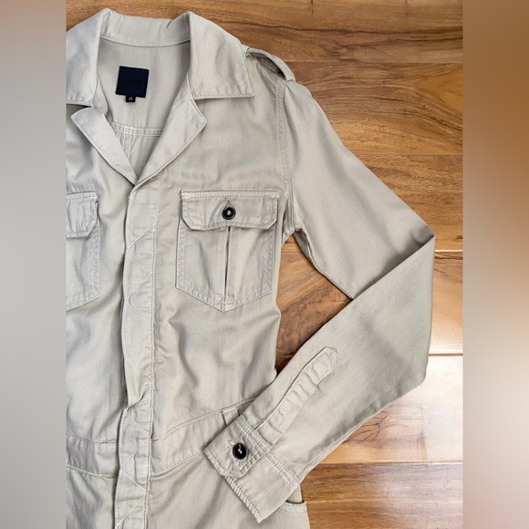 $198‼️Joe’s Jeans Denim Khaki Long Sleeves Collared Romper Military Cargo Safari - Picture 6 of 10
